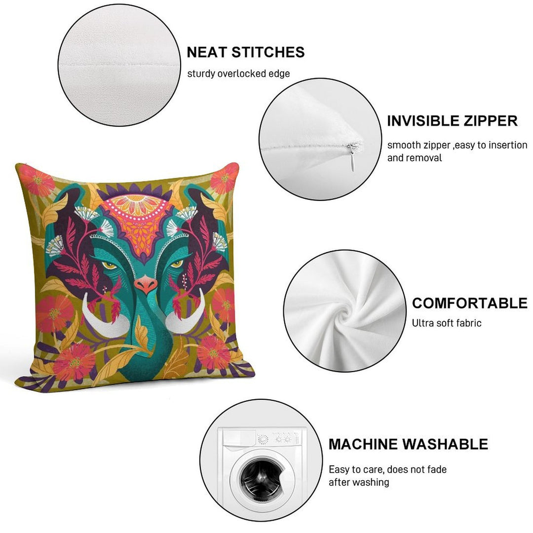 Elephant Damask Soft Ultra-Soft Texture Throw Pillow