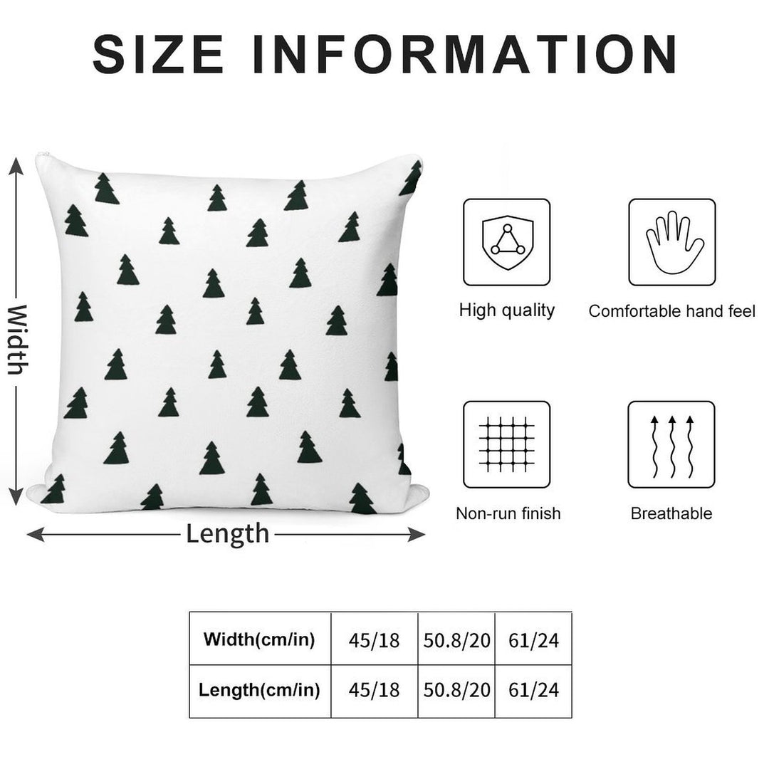 Black Modern Christmas Tree Pattern Soft Short Plush Fabric Throw Pillow