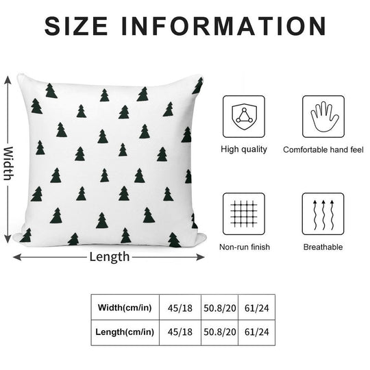 Black Modern Christmas Tree Pattern Soft Short Plush Fabric Throw Pillow