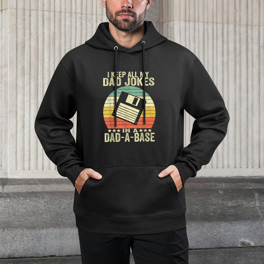Mens Funny Dad Jokes in Dad-a-base Vintage for Father's Day Customizable Surface Hoodie