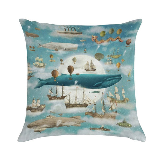 Ocean Meets Sky - Book Art Soft Gift Ready Throw Pillow