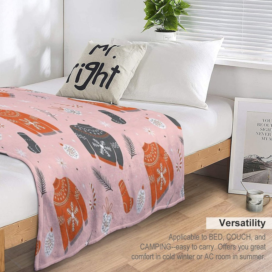 Christmas Sweater Pattern Pink Anti-pilling Throw Blanket