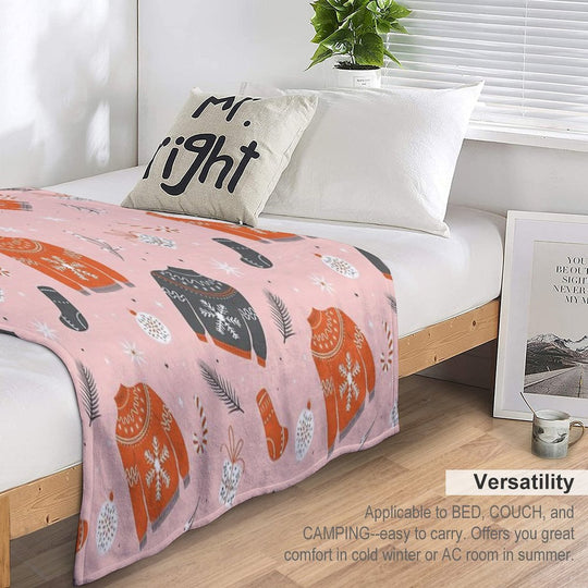 Christmas Sweater Pattern Pink Anti-pilling Throw Blanket