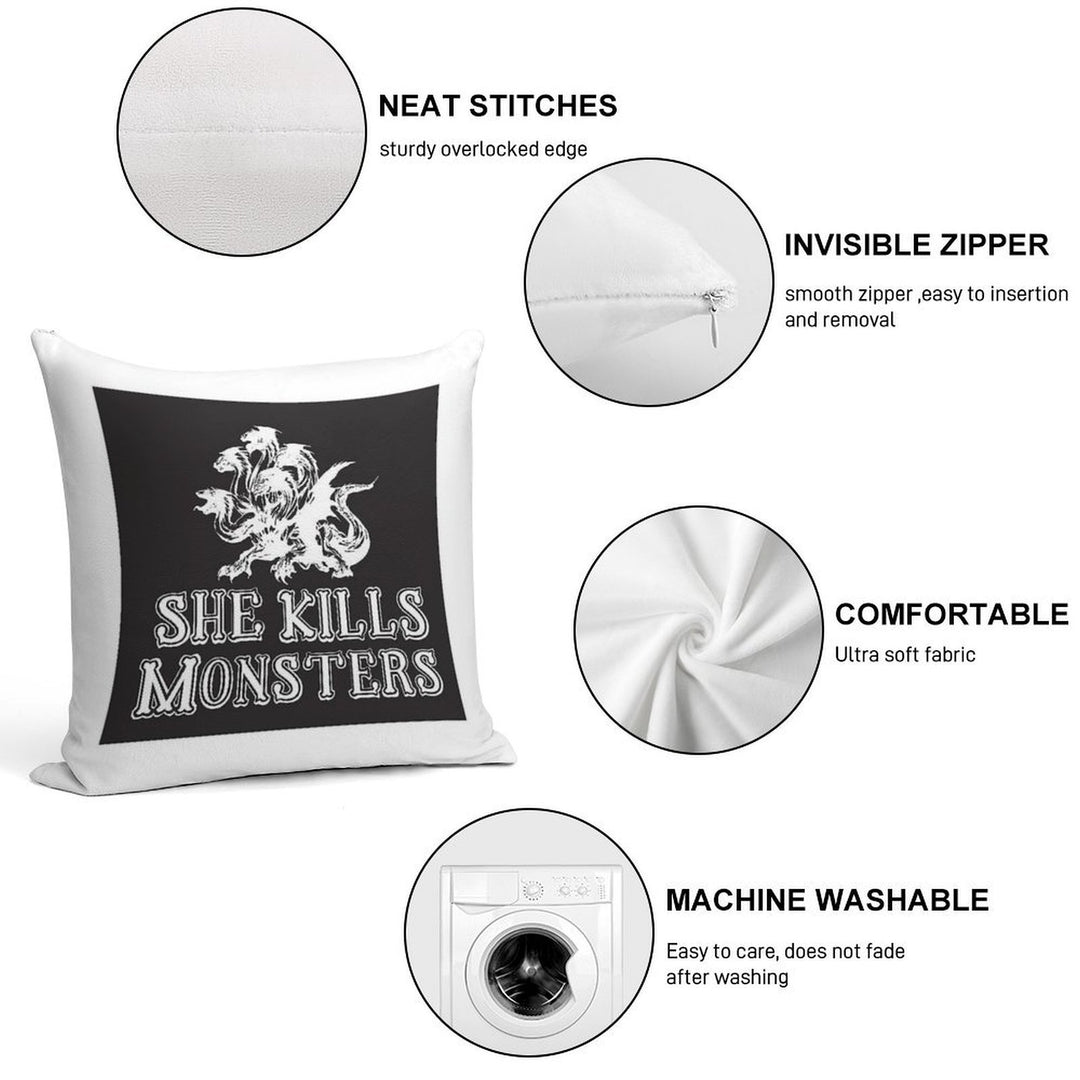 She Kills Monsters Soft Washable Throw Pillow