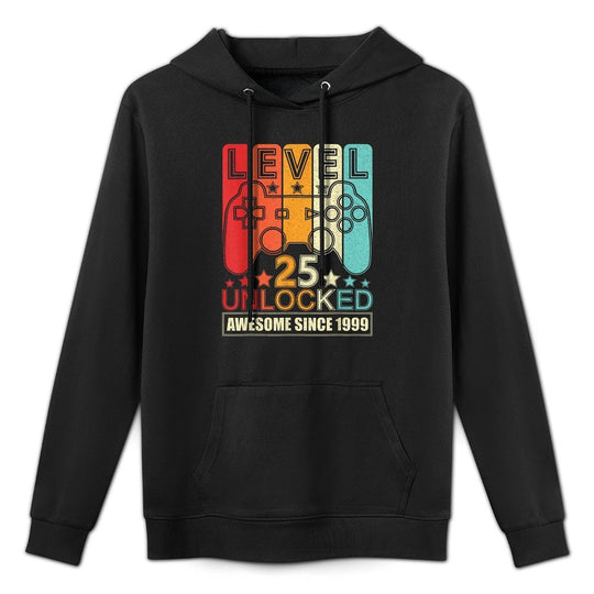 Level 25 Unlocked Video Gamer Funny 25th Birthday Shrink-Resistant Hoodie