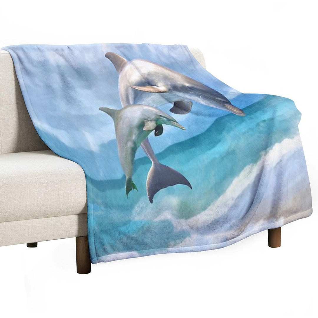 Playful Dolphins Wrinkle-free Throw Blanket