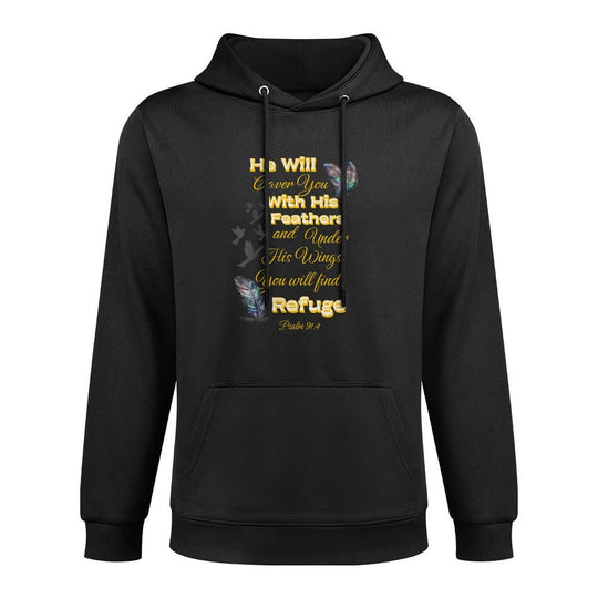 He Will Cover You With His Feathers Wings Refuge Psalm 914 Shape Retention Hoodie