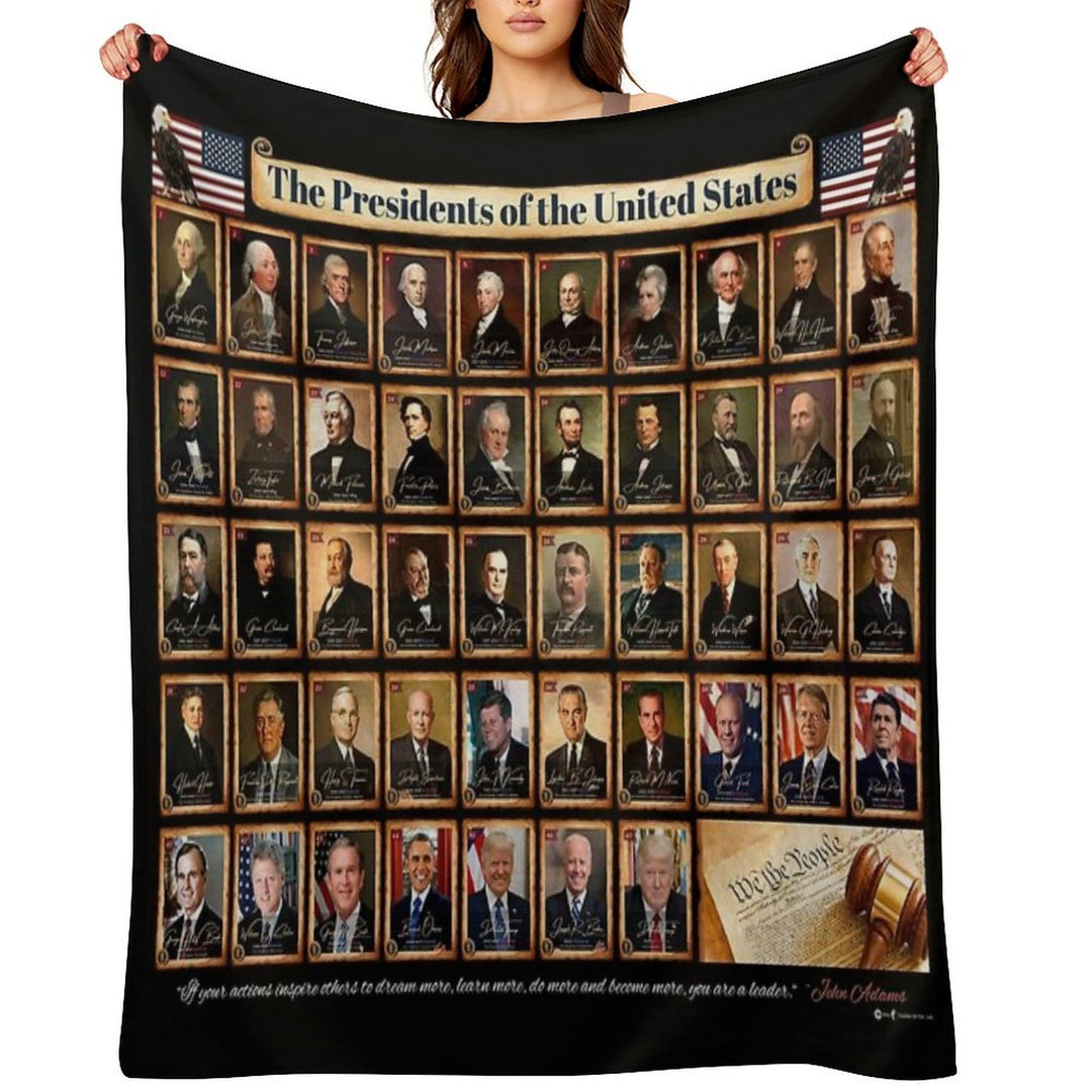 47 Presidents of The United States of America Featuring Donald Trump Black Background Travel-friendly Throw Blanket