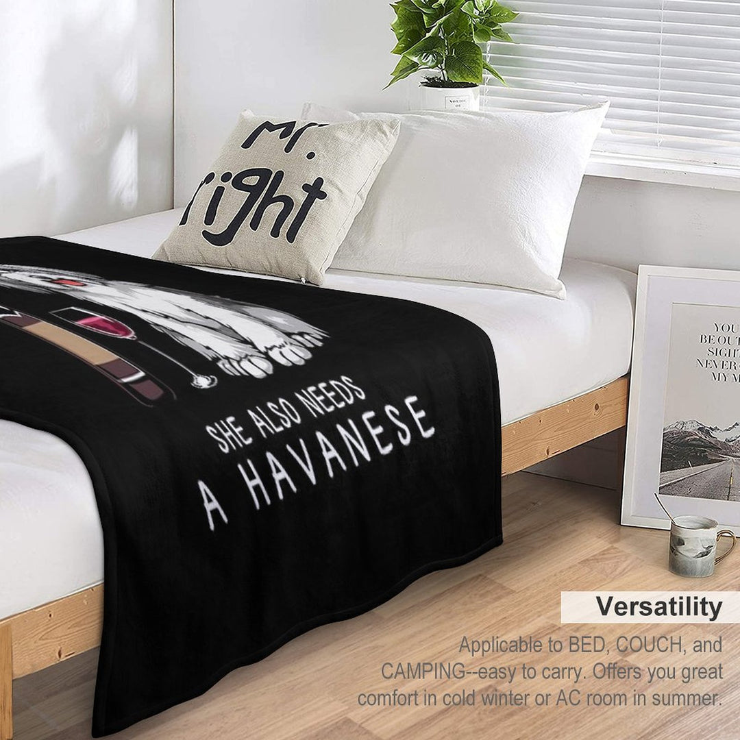Havanese And Wine Funny Dog Wrinkle-free Throw Blanket
