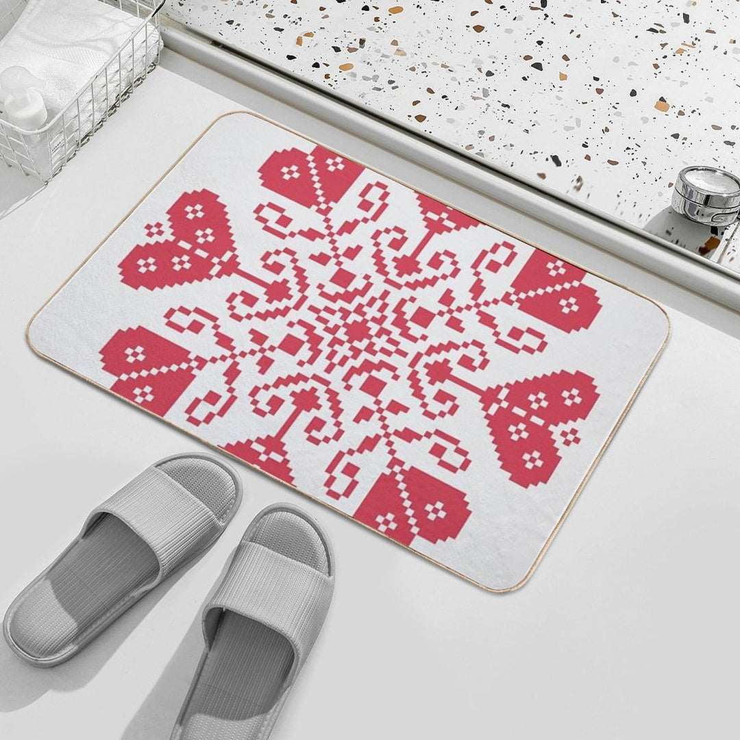 Heart Blossom Traditional German Cross Stitch  Toxin-Free Bath Mat