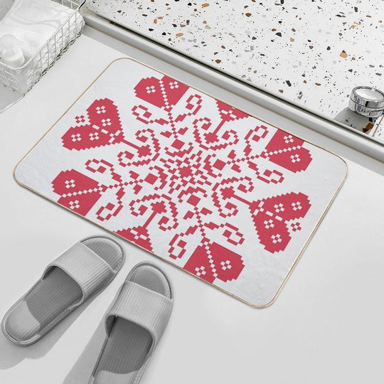 Heart Blossom Traditional German Cross Stitch  Toxin-Free Bath Mat