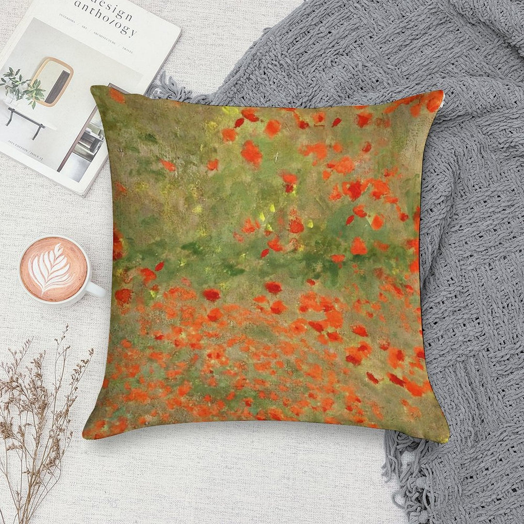Monet Poppy Field Poppies Only Version Soft High-Density Material Throw Pillow