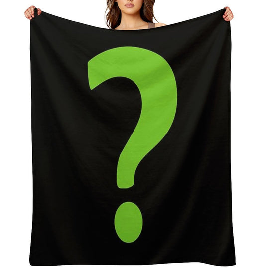 Enigma - Green Question Mark Velvety-soft Throw Blanket