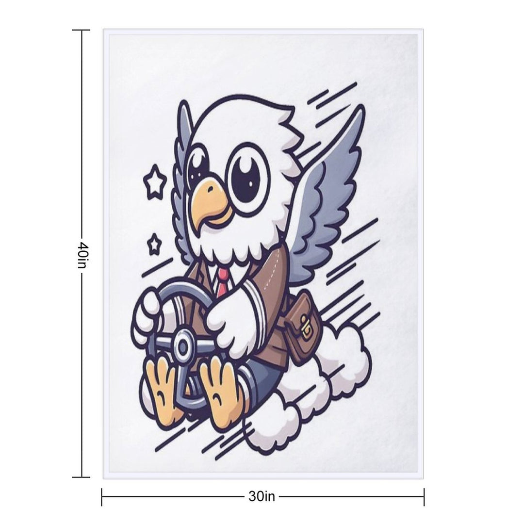 Kawaii Eagle A Steering Wheel Travel-friendly Throw Blanket