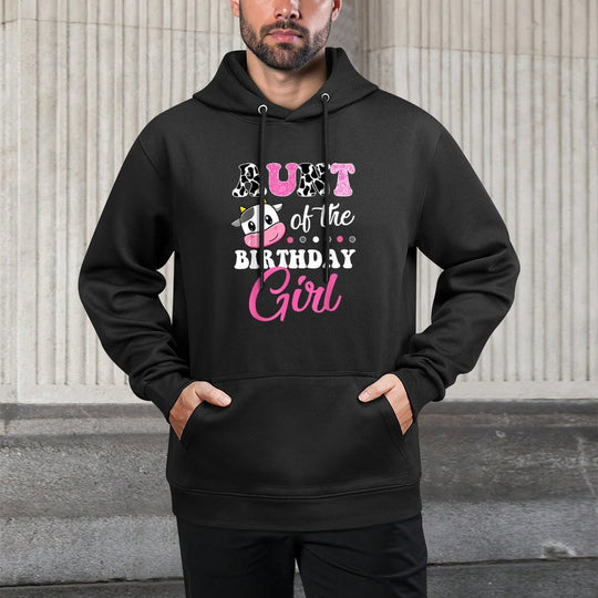 Aunt Of The Birthday Girl Family Matching Farm Cow Relaxed Fit Hoodie