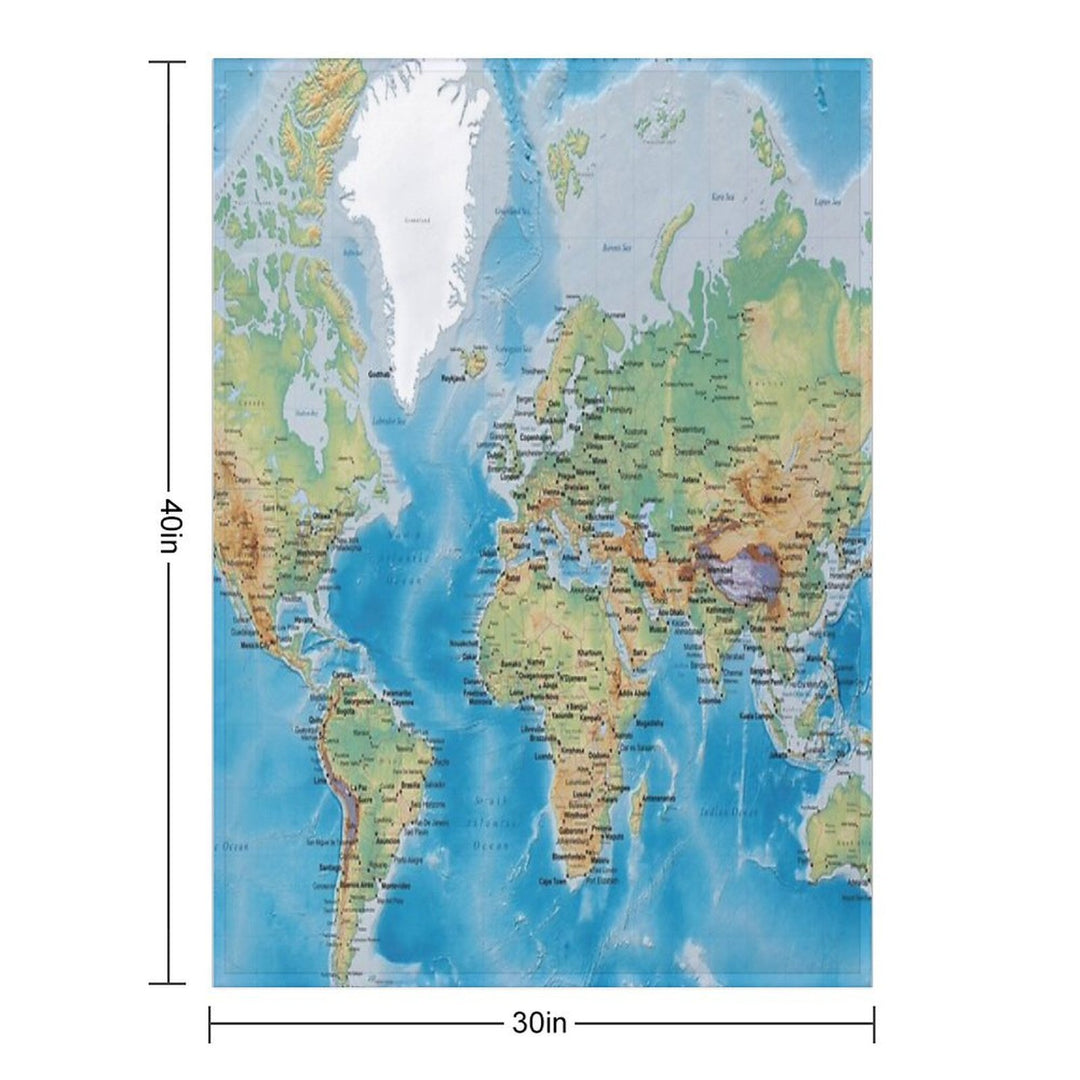 Huge Detailed World Map - Great for Homeschooling Eco-conscious Throw Blanket