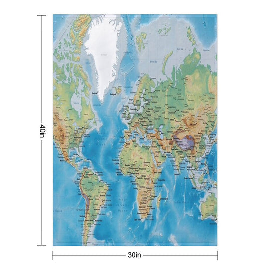Huge Detailed World Map - Great for Homeschooling Eco-conscious Throw Blanket