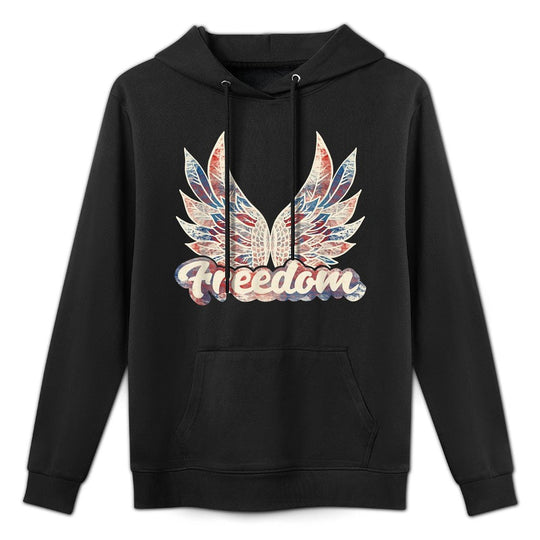 Vintage Freedom Wings 4th of July Patriotic Angel Wings USA Relaxed Fit Hoodie