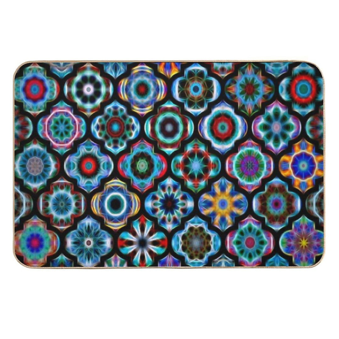 Moroccan Tile Glowing Pattern  Dirt-Trapping Bath Mat