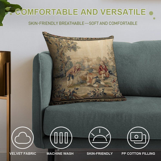 Aubusson  Antique French Tapestry Print Soft High-Density Material Throw Pillow