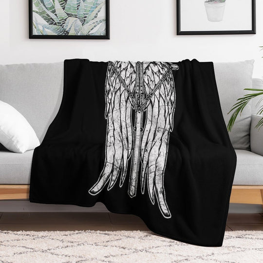 Angel Wings And Crossbow (Dirty) Durable Throw Blanket