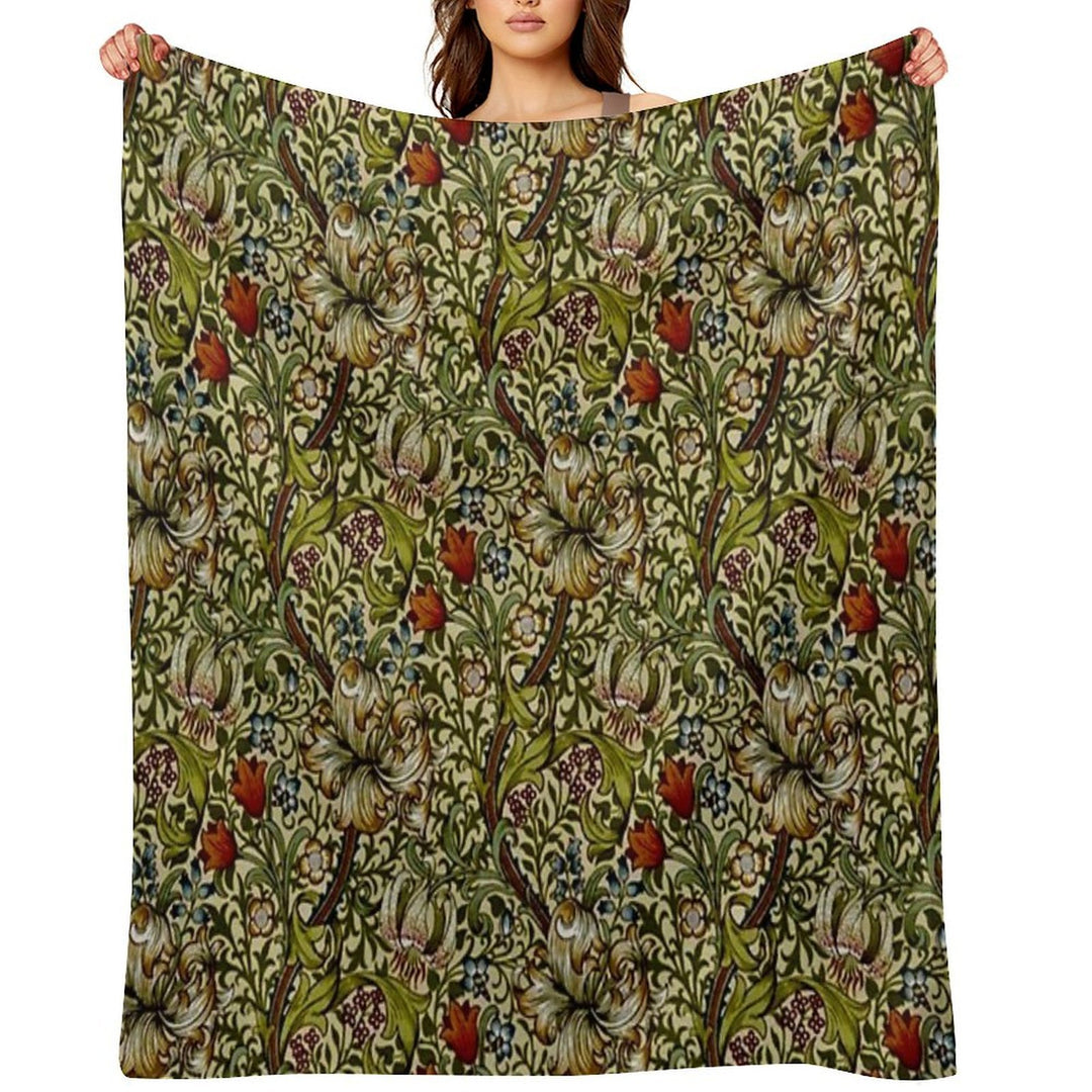 William Morris Golden Lily All-season Throw Blanket