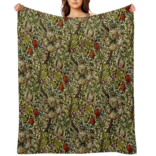 William Morris Golden Lily All-season Throw Blanket