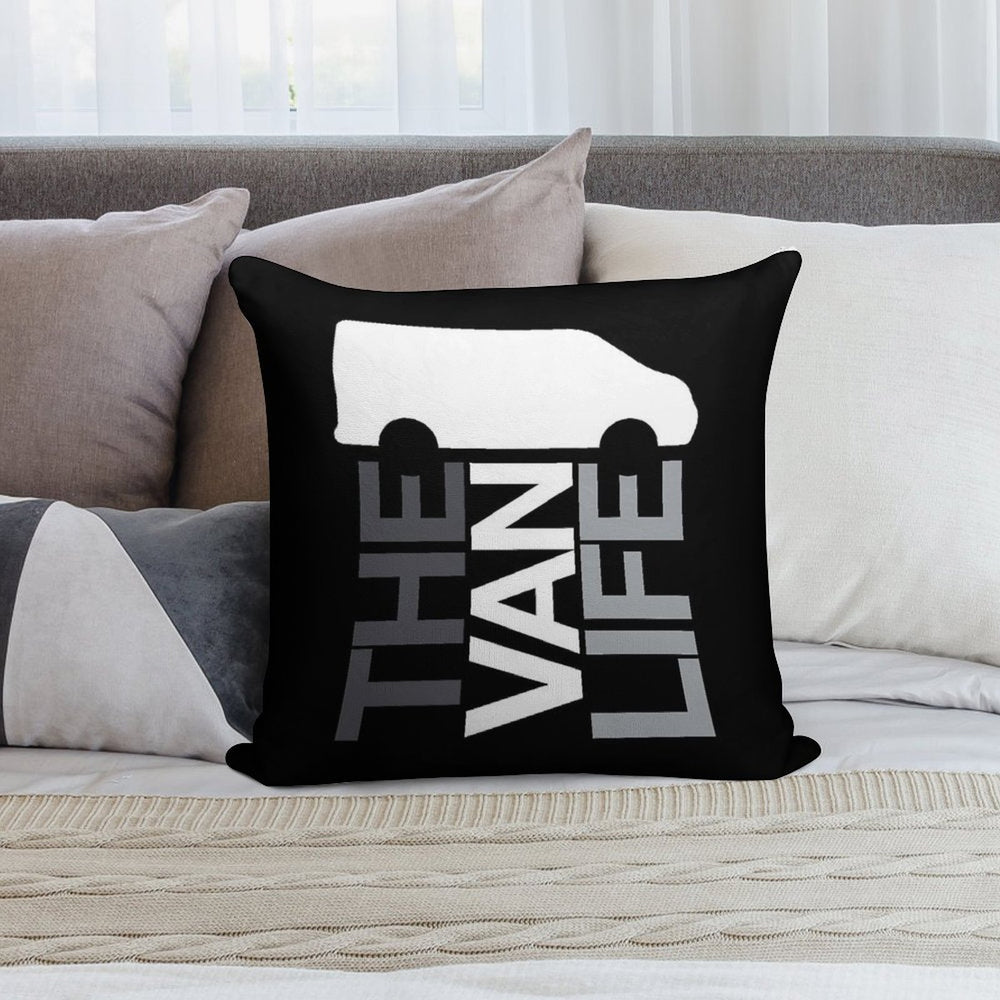 The Van Life Logo  Greyscale Soft Easy Maintenance Throw Pillow