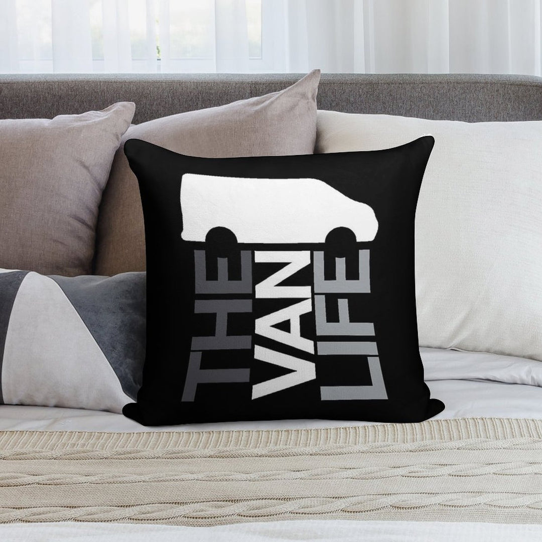The Van Life Logo  Greyscale Soft Easy Maintenance Throw Pillow