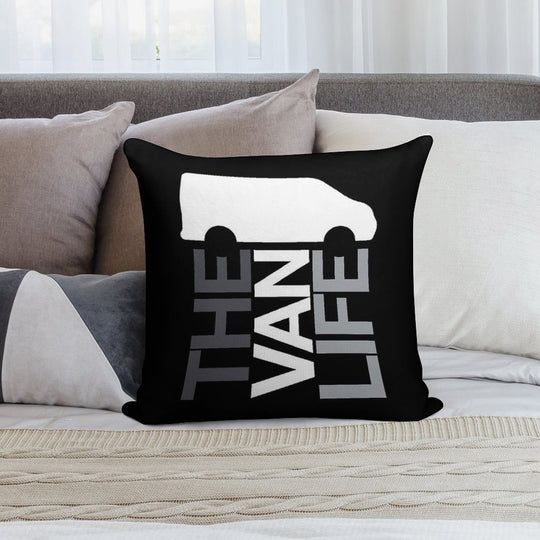 The Van Life Logo  Greyscale Soft Easy Maintenance Throw Pillow