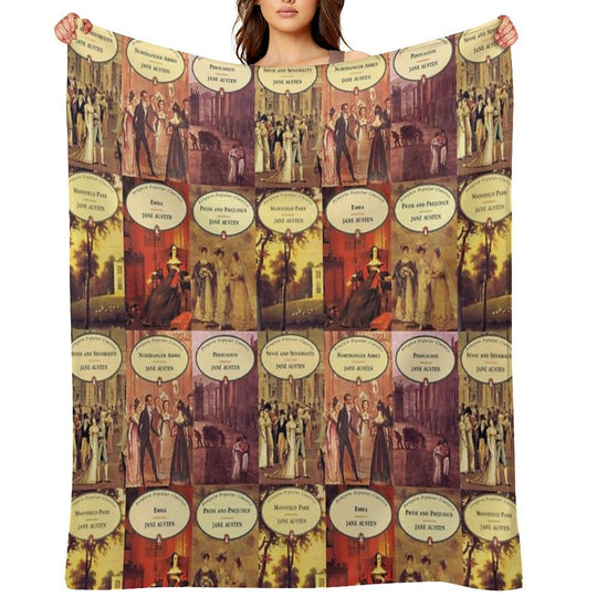 Jane Austen Vintage Books Plush Throw Blanket
