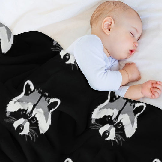 Raccoon Face Eco-conscious Throw Blanket