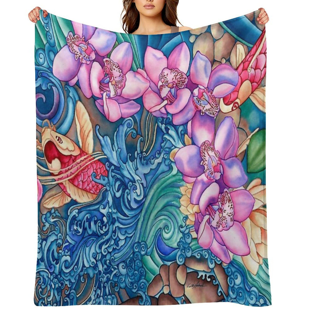 Orchid Splash Durable Throw Blanket