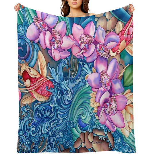 Orchid Splash Durable Throw Blanket