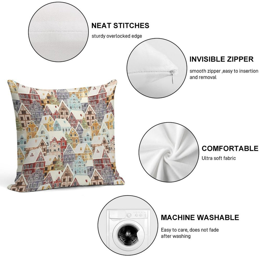 Christmas Happy Town Soft Gift Ready Throw Pillow