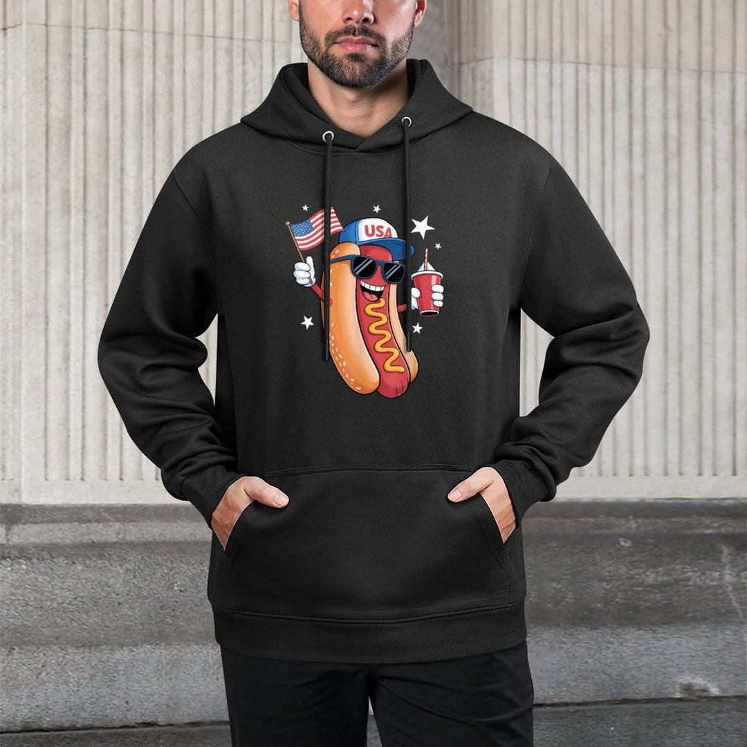 4th of July Hotdog Funny Fourth of July Patriotic USA Moisture-Wicking Hoodie