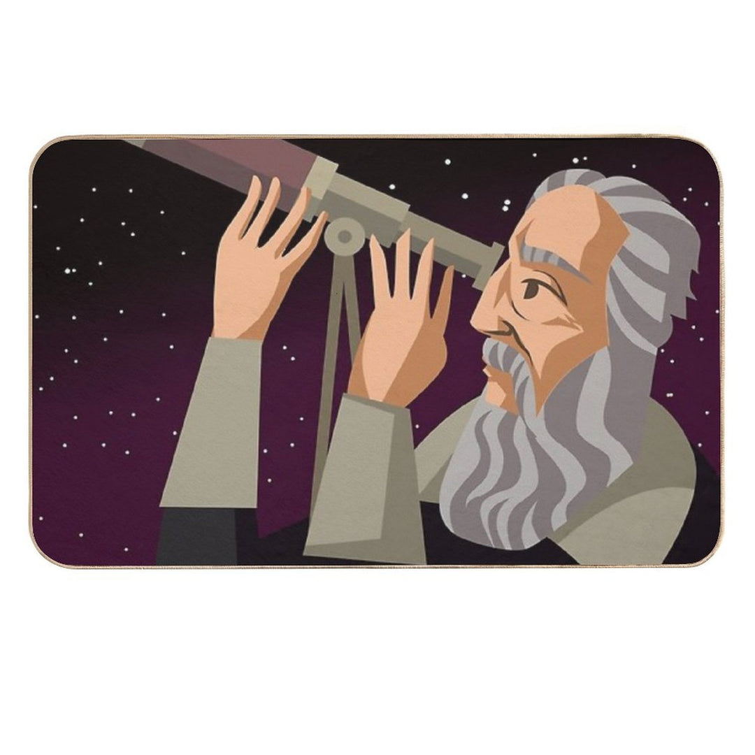 Galileus Watching The Sky  Stain-Proof Bath Mat