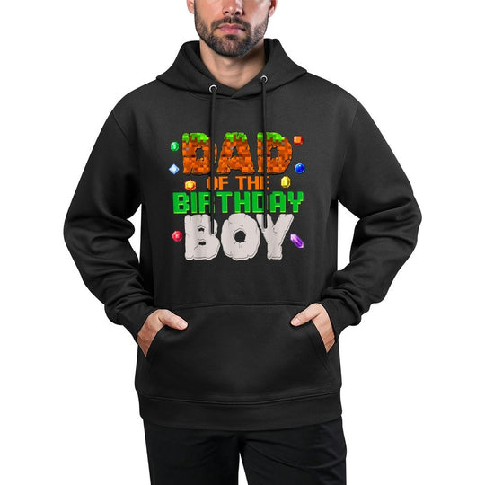 Dad Of The Birthday Boy Video Gamer Pixel Number Bday Party Colorfast Hoodie