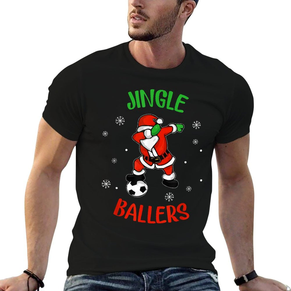 Jingle Ballers Tshirt Christmas Soccer Santa Football  Heathered Texture T-Shirt