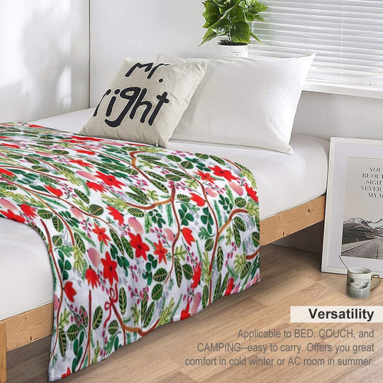 Christmas Floral Pattern Anti-pilling Throw Blanket
