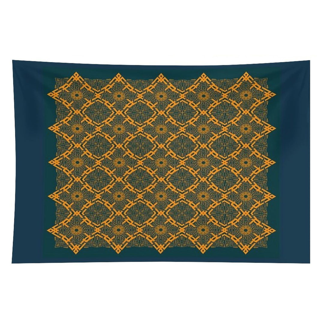 Harmonious Intertwined Lines Orange on Midnight Tapestry