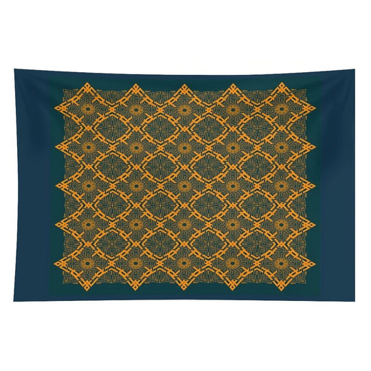 Harmonious Intertwined Lines Orange on Midnight Tapestry