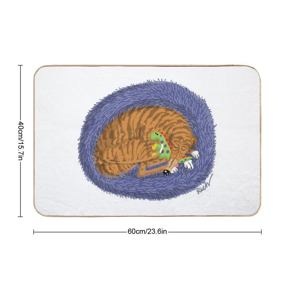 Snoozin' with A Dinosaur  Easy Maintenance Bath Mat
