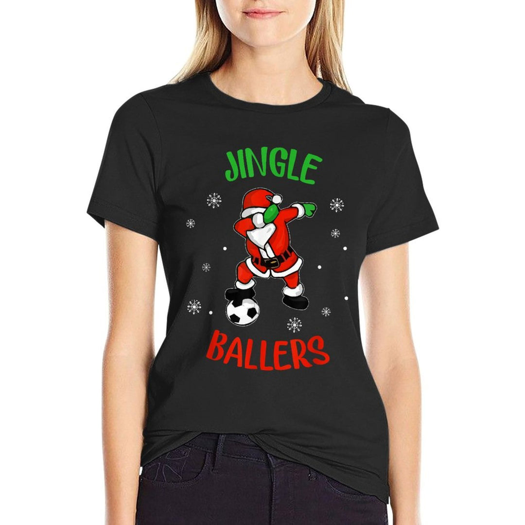 Jingle Ballers Tshirt Christmas Soccer Santa Football  Heathered Texture T-Shirt