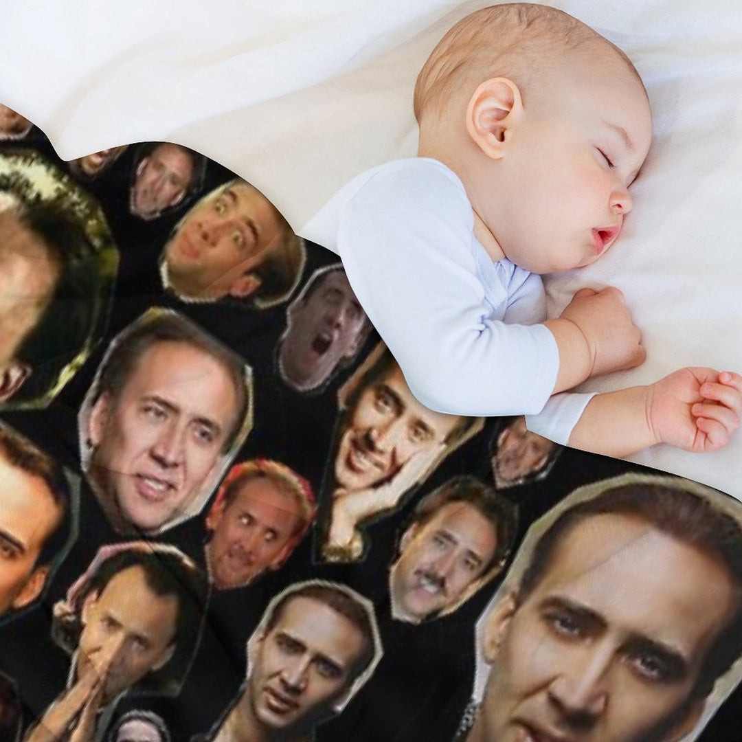 Nicholas Cage Faces Pattern - Nicolas Cage - Nick Cage - Nic Cage Faces Pattern Plush Throw Blanket