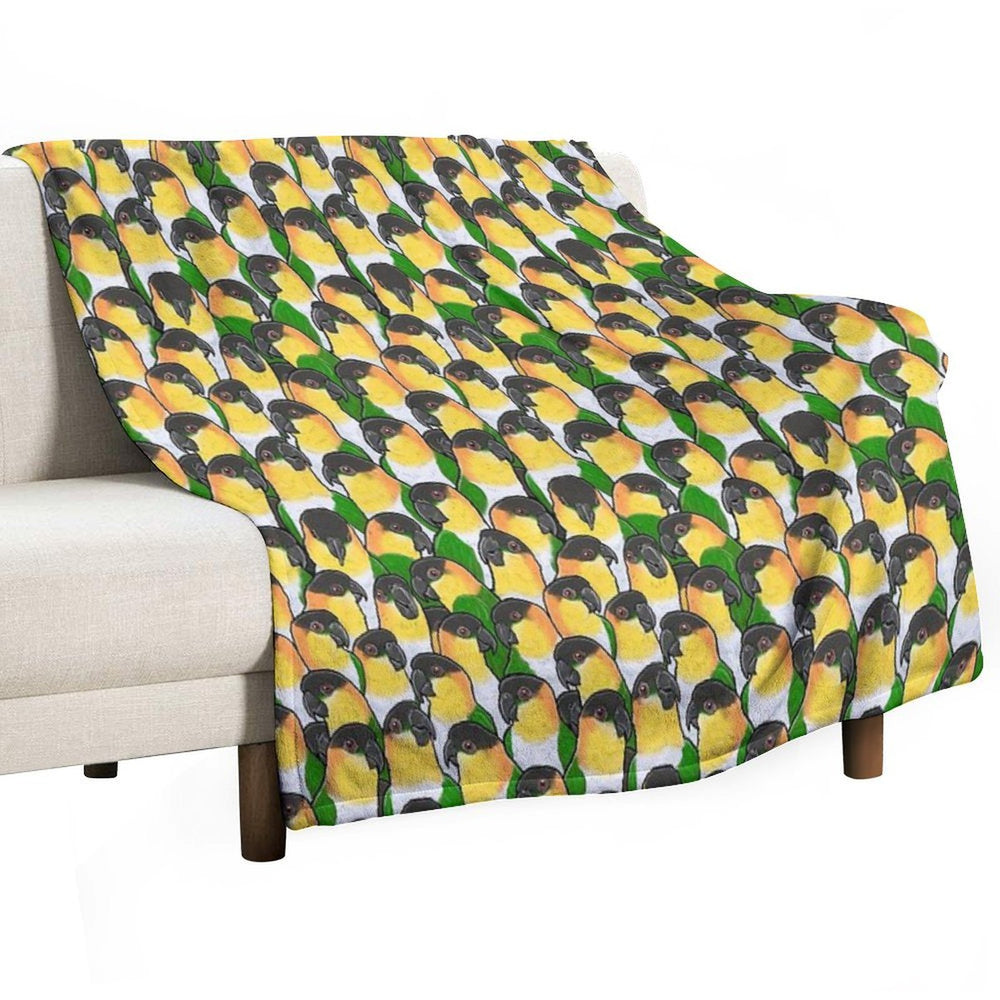 Black-headed Caique Parrots Eco-conscious Throw Blanket