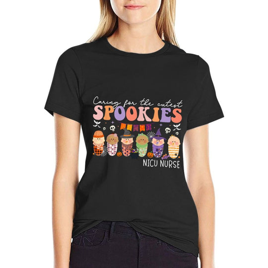 Caring For The Cutest Little Spookies NICU Nurse Halloween  Heathered Texture T-Shirt