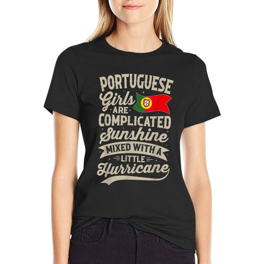 Portuguese Girls Funny Portugal Women  Rolled Sleeves T-Shirt