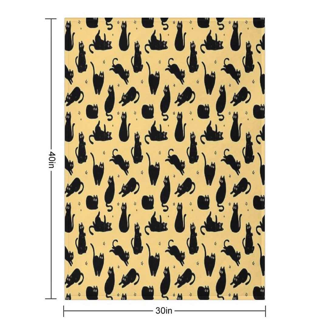 Black Cat Pattern Easy Care Throw Blanket