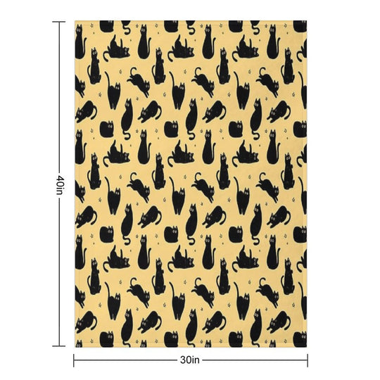 Black Cat Pattern Easy Care Throw Blanket